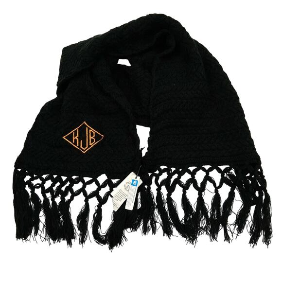Treasure and Bond Women Black Chunky Knit Casual Fringe Scarf - Picture 1 of 2
